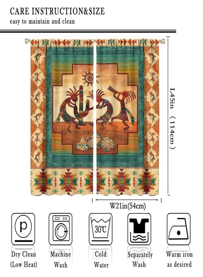 JanJCurt Kokopelli Blackout Curtains, Southwestern Native Window Drapes, Aztec Ethnic Print Pattern Thermal Insulation Window Treatments for Living Room Bedroom Kitchen Office 42x45 Inch - Image 2